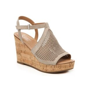 Franco Sarto Canyon Perforated Laser-Cut Cork Platform Womens Wedge Sandal 10M